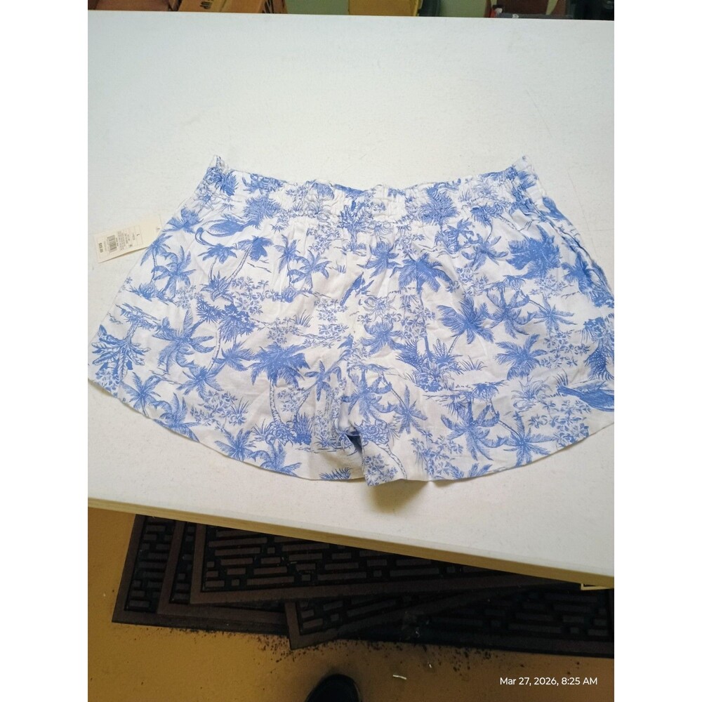 Women's Linen Pull-On Shorts - A New Day™ Blue Toile L - Picture 6 of 6